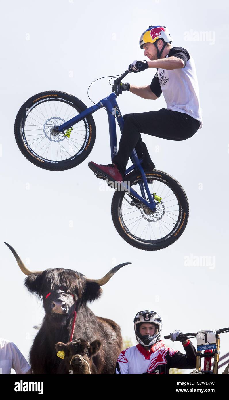 Danny MacAskill fördert Mountain Bike World Cup Stockfoto