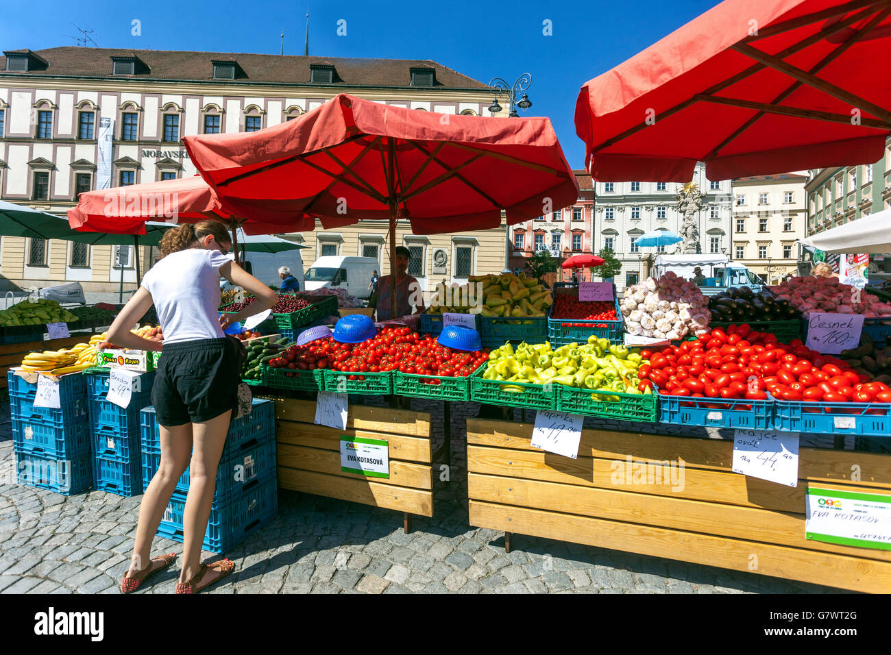 Der Brünner Kohlmarkt ist ein traditioneller Brünner Marktplatz, der Zelny trh auf dem Altstadtplatz Brünn Mähren Tschechische Republik Stockfoto