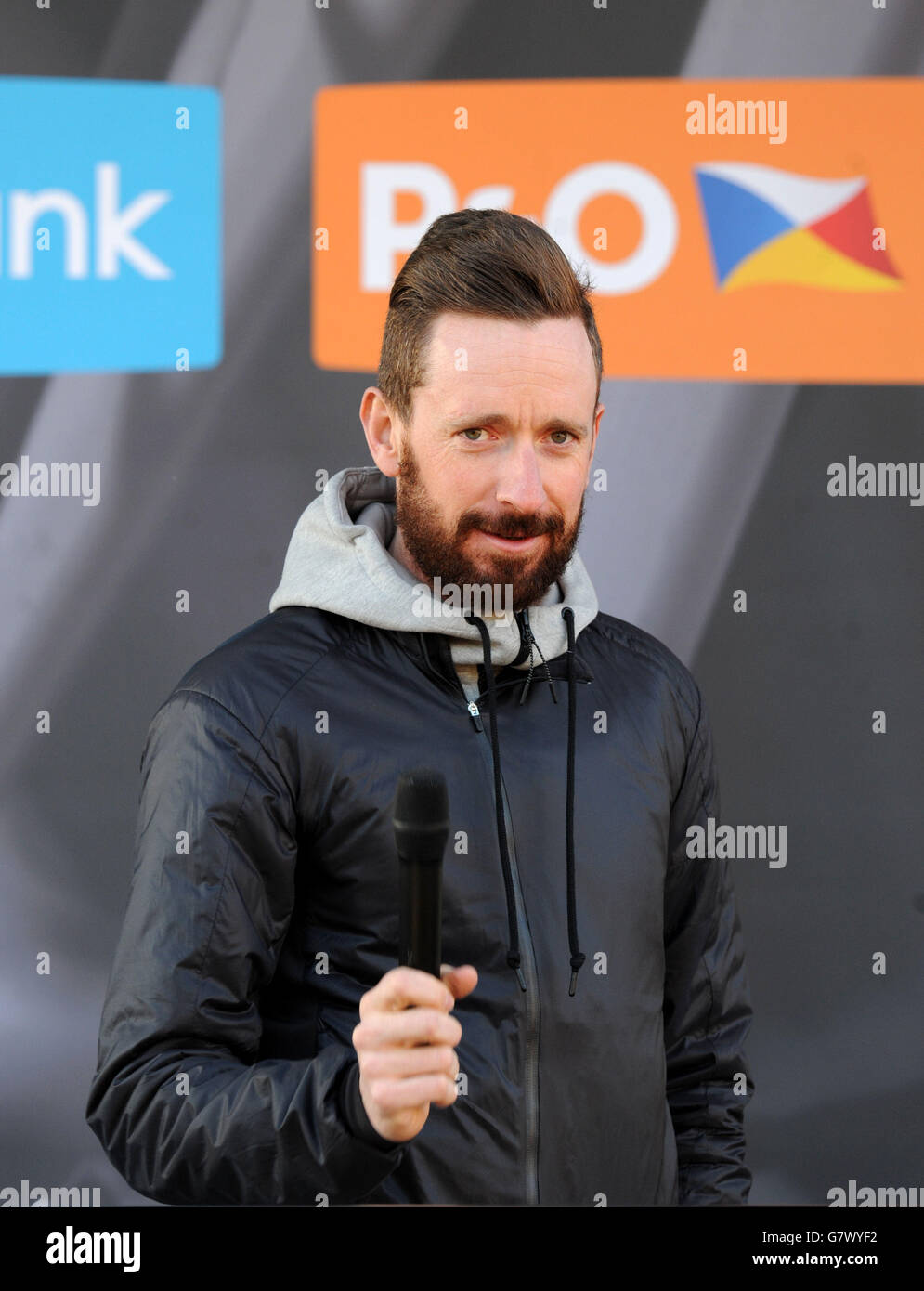 Radfahren - Tour de Yorkshire - Vorbesichtigung. Team Wiggins, Sir Bradley Wiggins auf der Bühne in York vor der Tour de Yorkshire, die morgen startet. Stockfoto