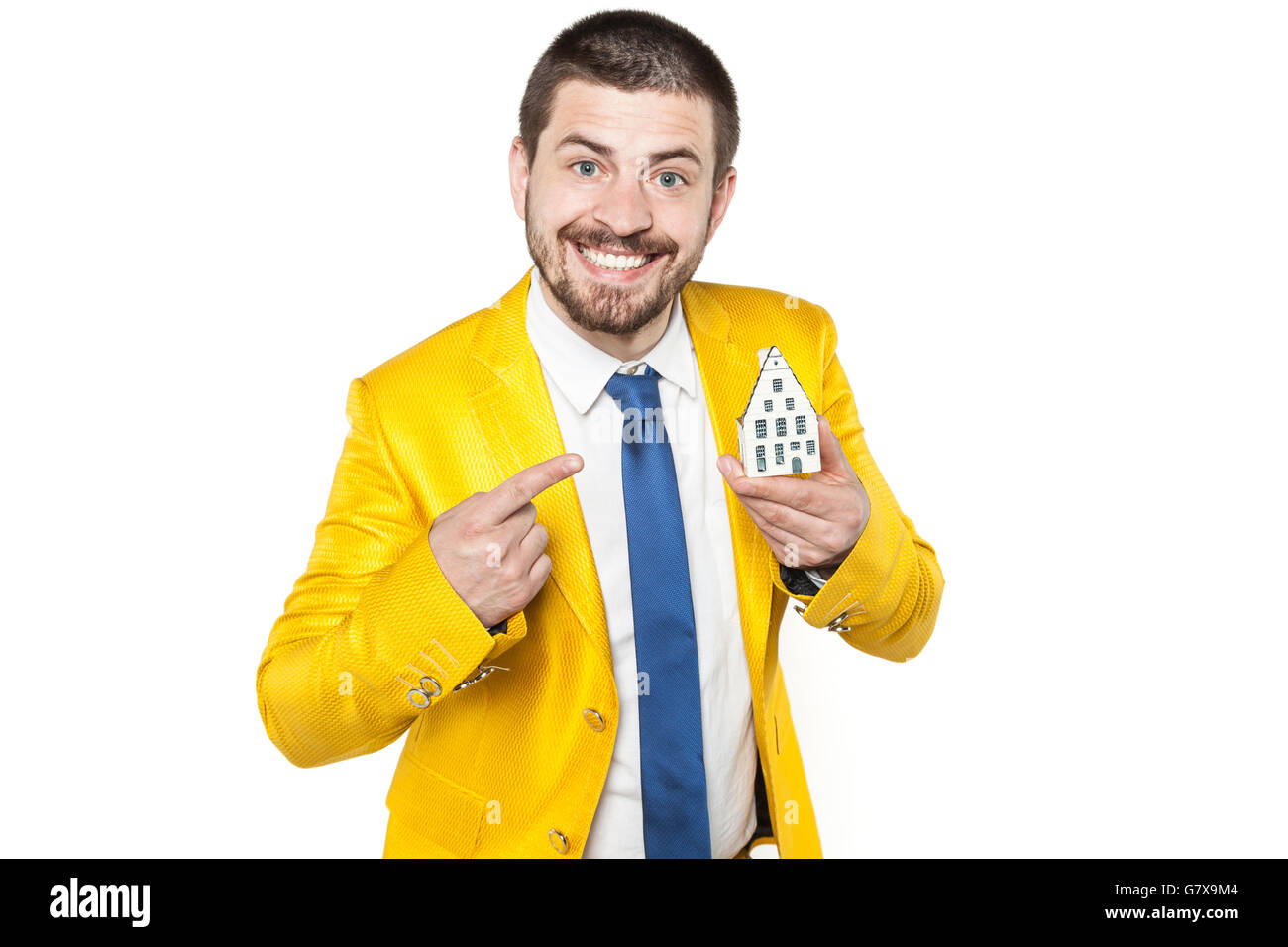 Entwickler zeigt mit dem Finger zu Hause Stockfoto