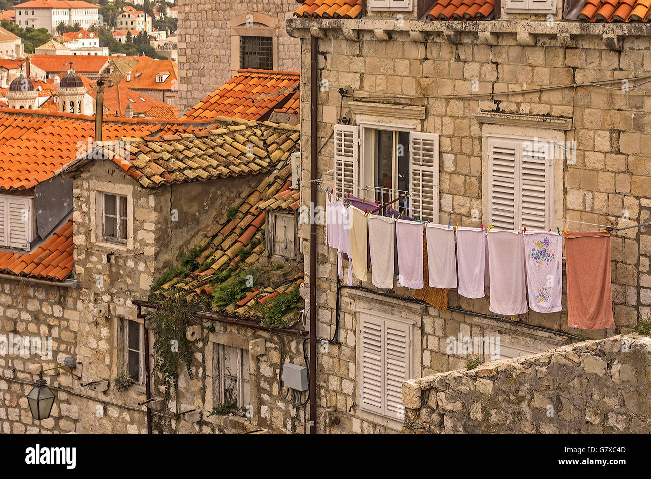 Auswaschen, trocken Altstadt Dubrovnik Kroatien Stockfoto