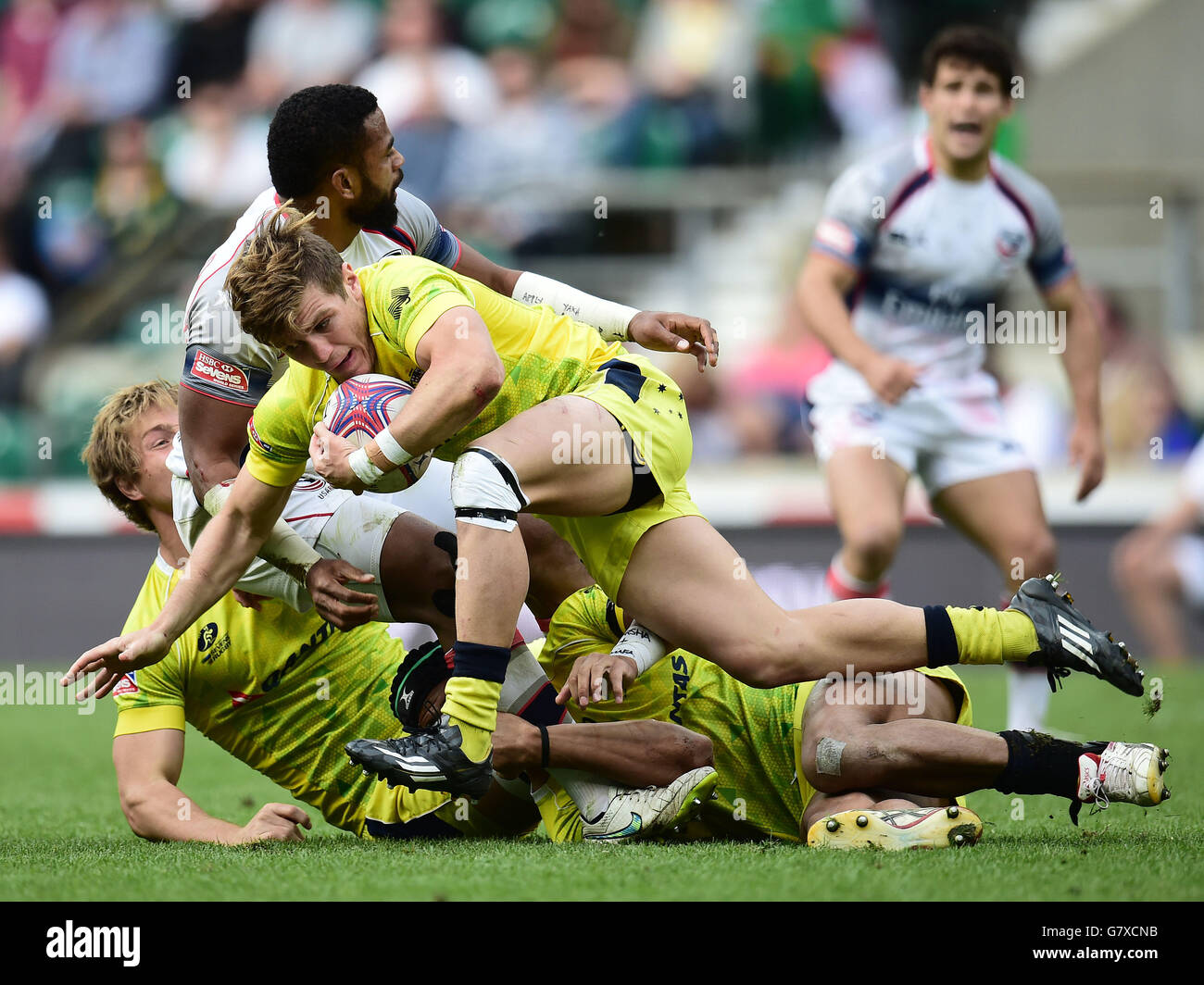 Lewis Holland, Australien, während des Marriott London Sevens im Twickenham Stadium, London. Stockfoto