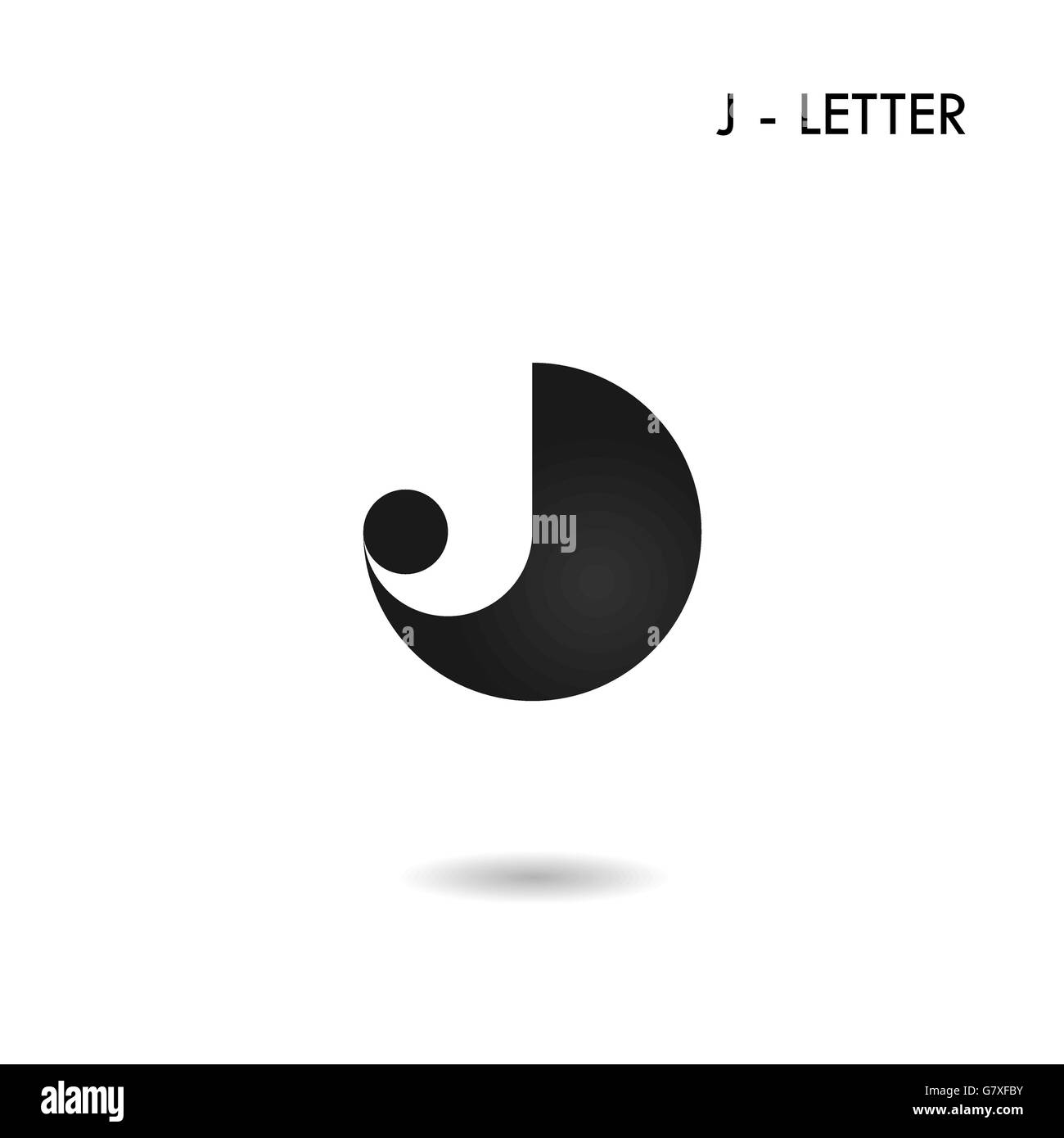 Schwarzer Kreis Zeichen und kreative J-Briefsymbol abstrakte Logo-Design. J-Alphabet-Symbol. Corporate Business und Industrie Logo Stock Vektor