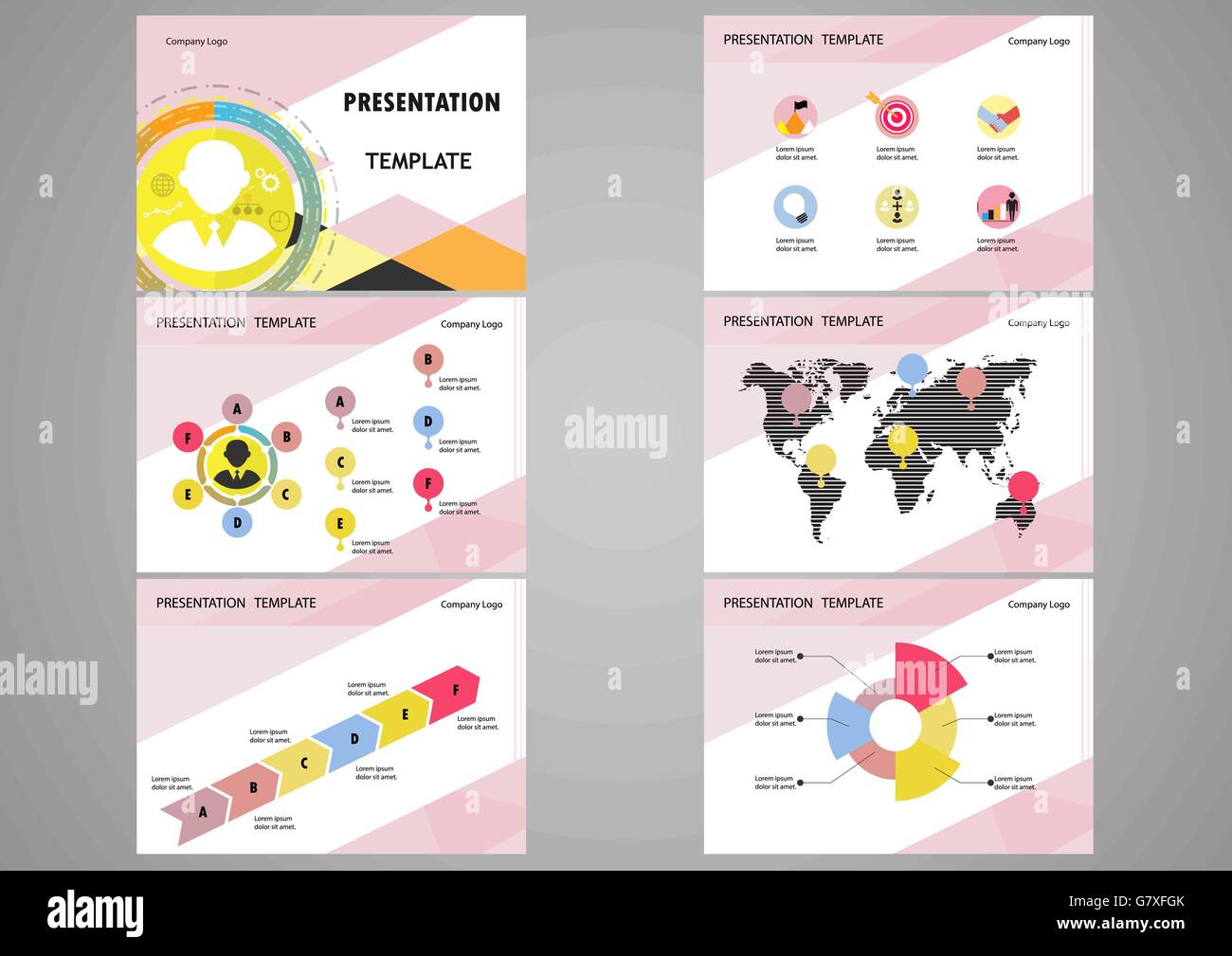 Bildung oder Business-Präsentation-Vorlage festgelegt. Präsentationsvorlagen Infografik Elemente flache Bauweise für Broschüre Flyer l set Stock Vektor