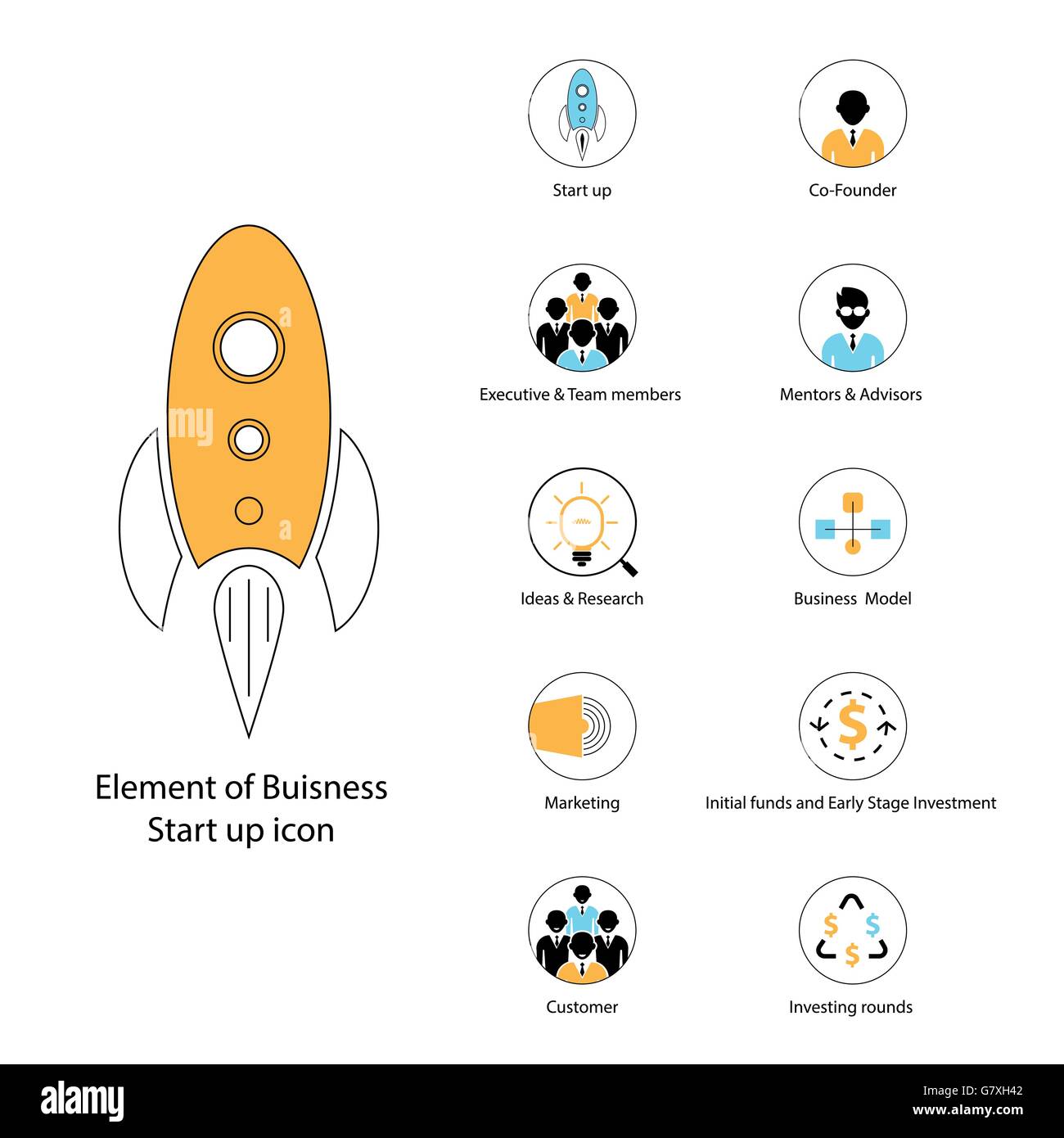 Element der Existenzgründung dünne Linie Symbol. Start Up Unternehmen starten Corporate Concept.Business Liniensymbol. Marketing-Linie-Symbol. Stock Vektor
