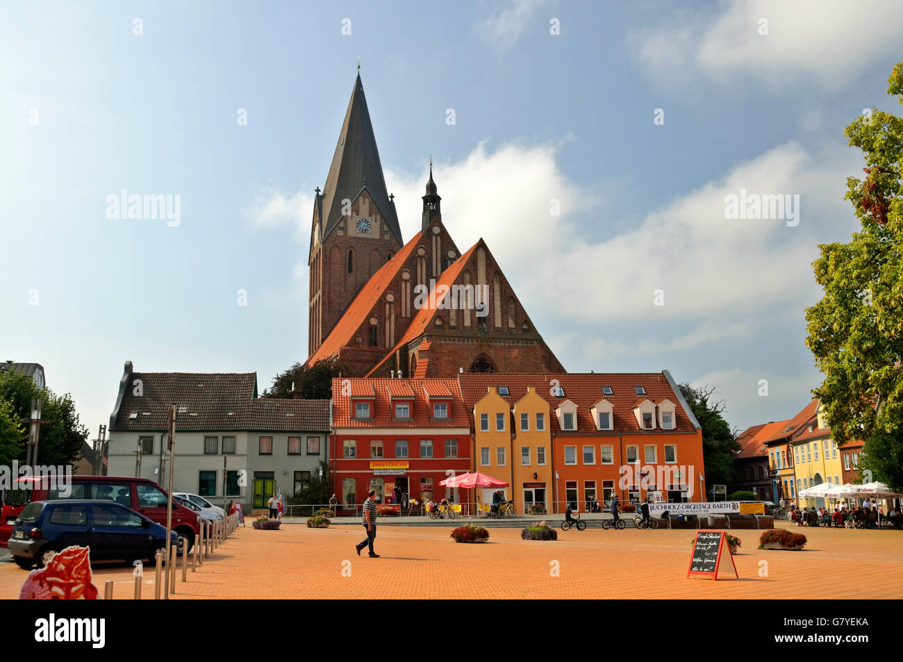 Marktplatz und Marienkirche, Barth, Mecklenburg-Vorpommern Stockfoto