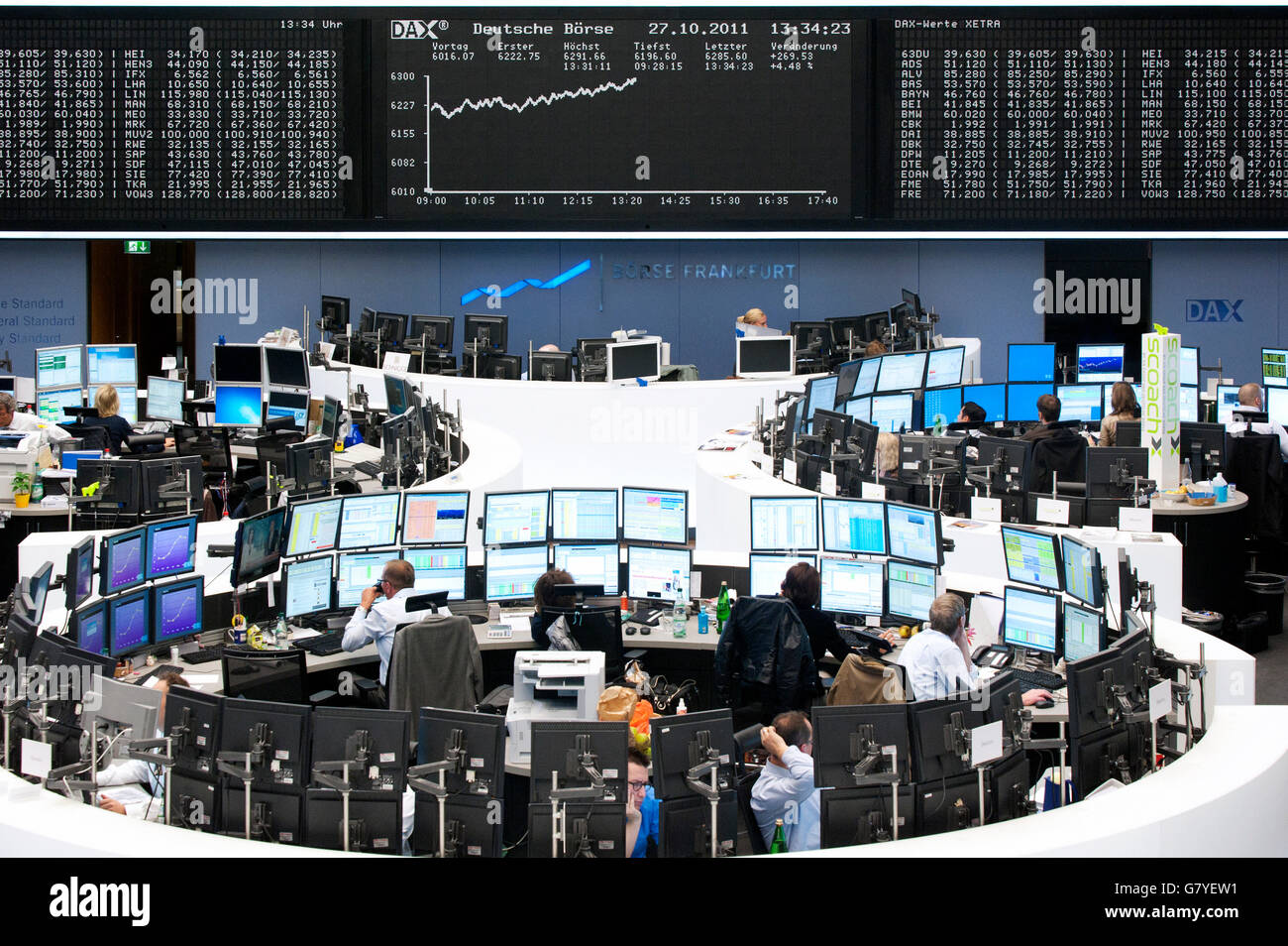 Handelssaal der Frankfurter Wertpapierboerse, Frankfurter Börse, Deutsche Börse AG, Frankfurt Am Main, Hessen Stockfoto