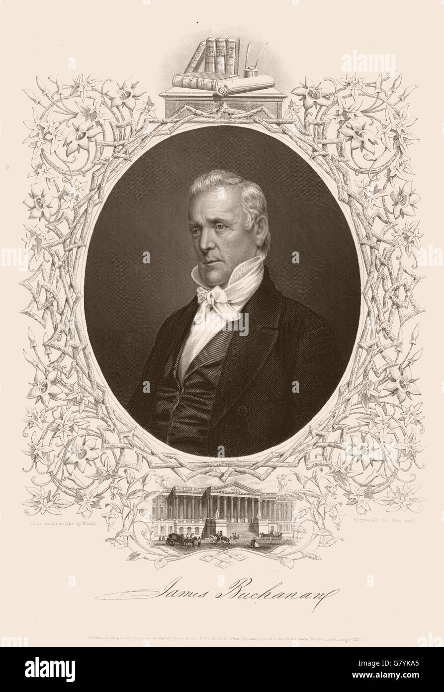 AMERIKANISCHER BÜRGERKRIEG. Porträt von Präsident Buchanan. Politik, alten Drucken 1864 Stockfoto