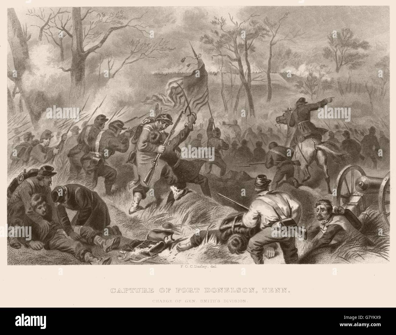 UNS BÜRGERKRIEG. Erfassung von Fort Donelson, Tennessee. Gen Sie Smiths Div kostenlos, 1864 Stockfoto