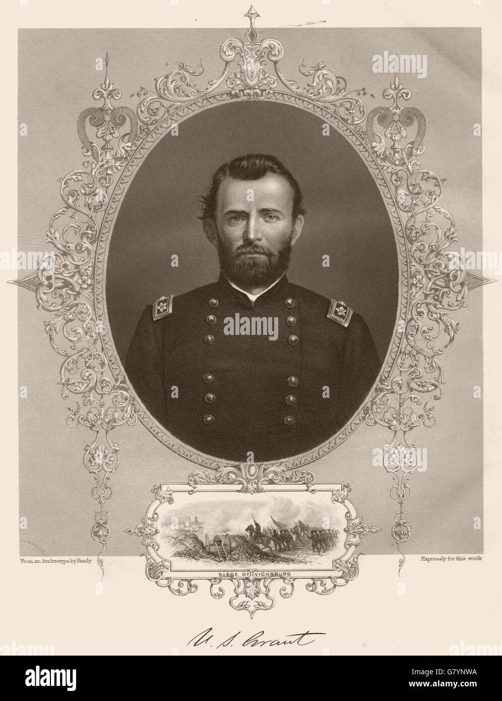 AMERIKANISCHER BÜRGERKRIEG. General Ulysses S. Grant. Einschub: Belagerung von Vicksburg, 1864 Stockfoto