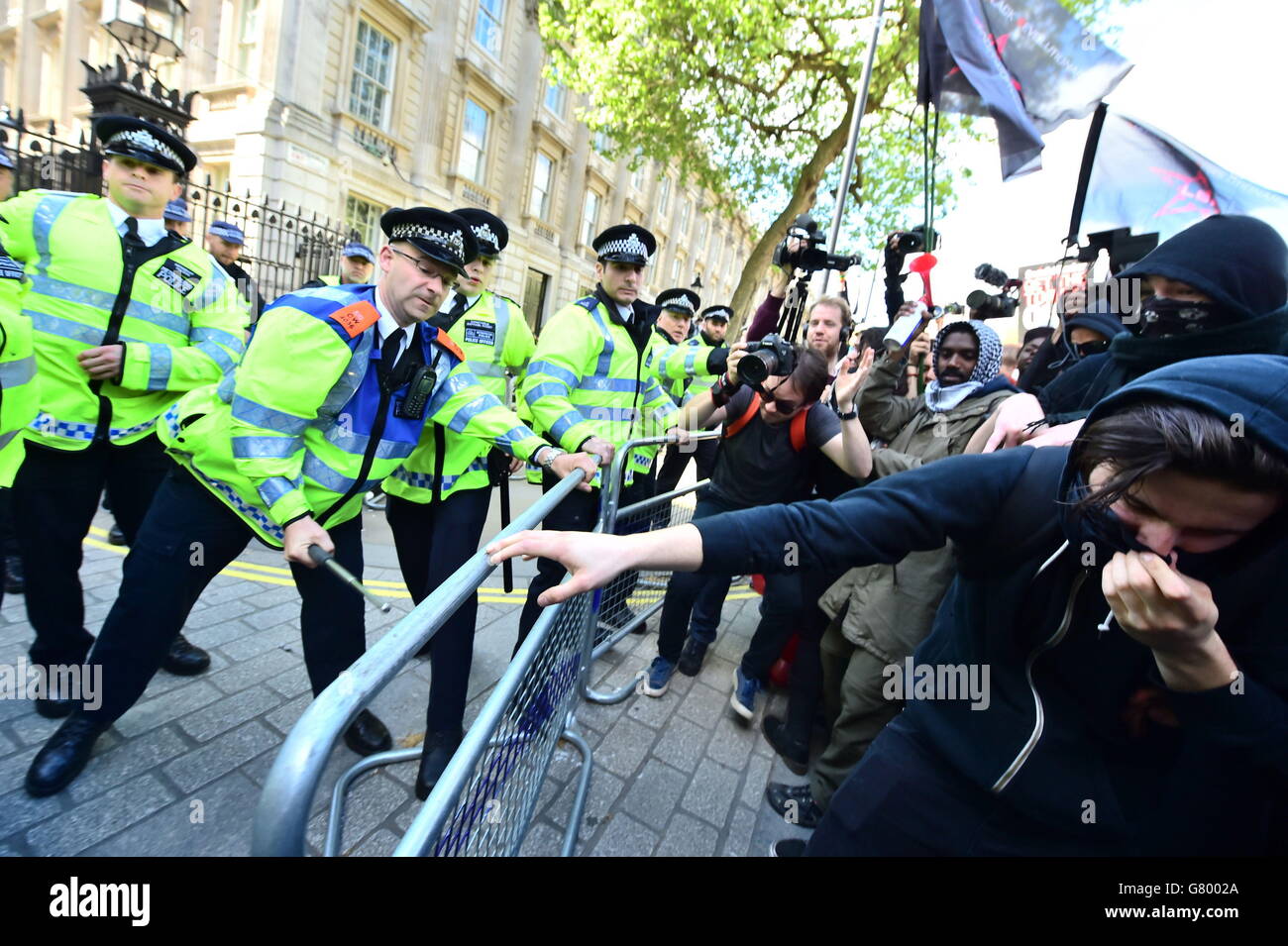 Protest gegen Sparpolitik Stockfoto