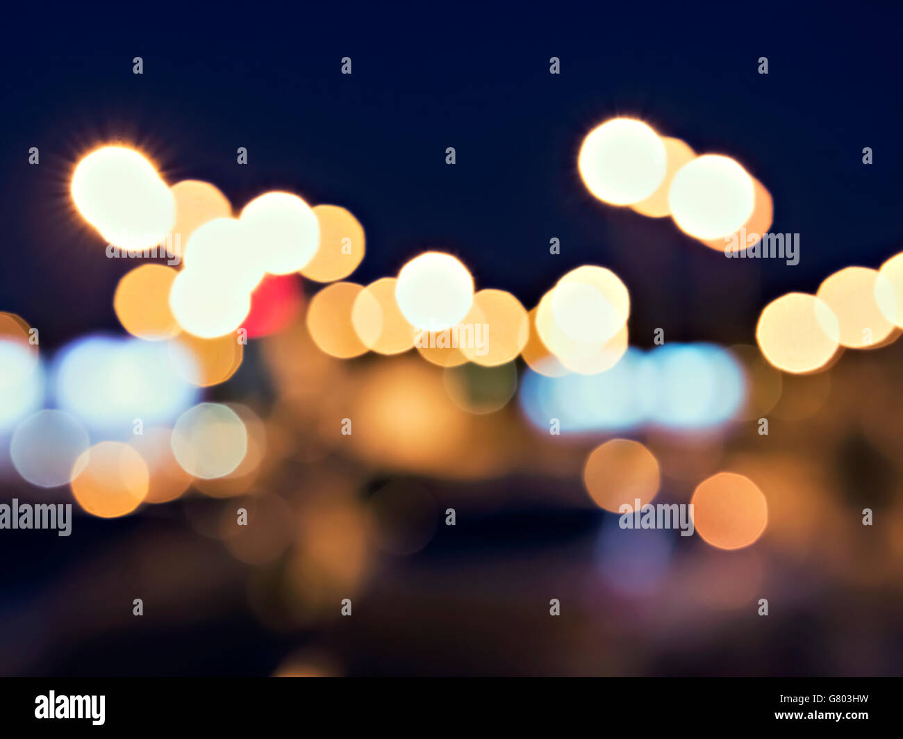 defokussierten Hintergrund Stadt Nachtlichter Stockfoto