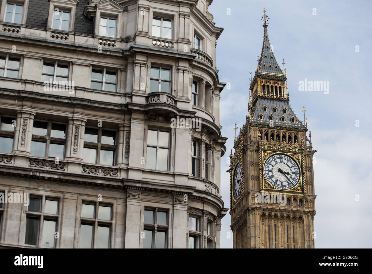 Blick Auf London City. Eine allgemeine Ansicht des Big Ben Uhrturms in London. Stockfoto