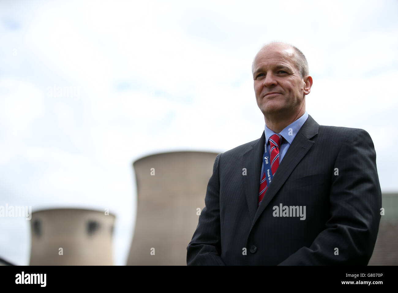 Paul Smith, SSE-Geschäftsführer von Generation im Kraftwerk Ferrybridge C in West Yorkshire, das angekündigt wurde, wird im März 2016 aufgrund steigender Kosten und der Auswirkungen der Umweltgesetzgebung mit dem Verlust von 170 Arbeitsplätzen schließen. Stockfoto