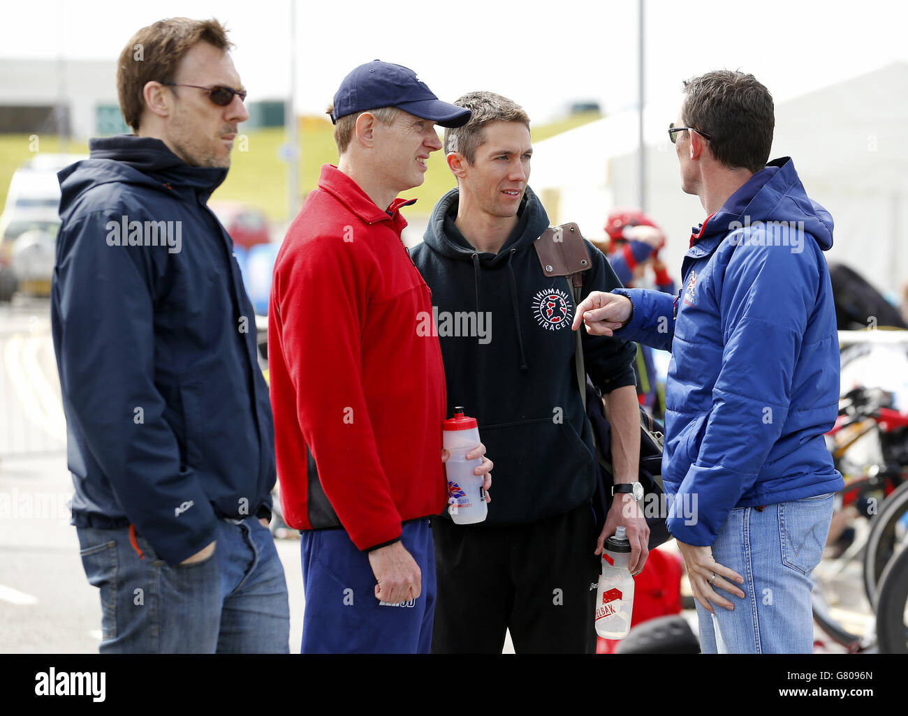 Sport - British Paratriathlon Championships - Millennium Coastal Park. George Goodwin vor der PT5-Kategorie der British Paratriathlon Championships im Millennium Coastal Park, Llanelli. Stockfoto