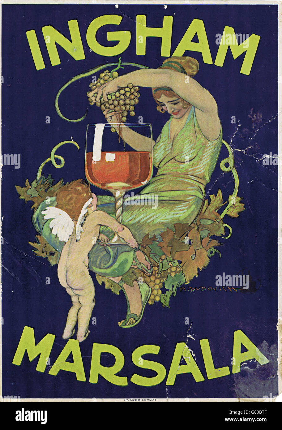 Italien Sizilien Marsala Wein, antike Poster von Wein Marsala Ingham 1915 von Marcello Dudovich Stockfoto