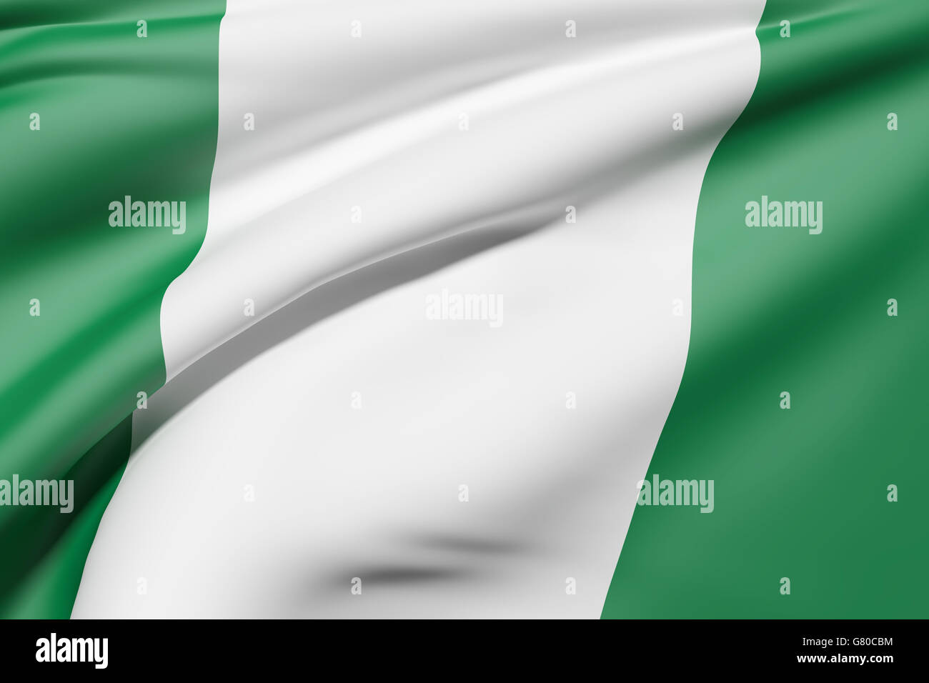 3D Rendering der Bundesrepublik Nigeria Flagge winken Stockfoto