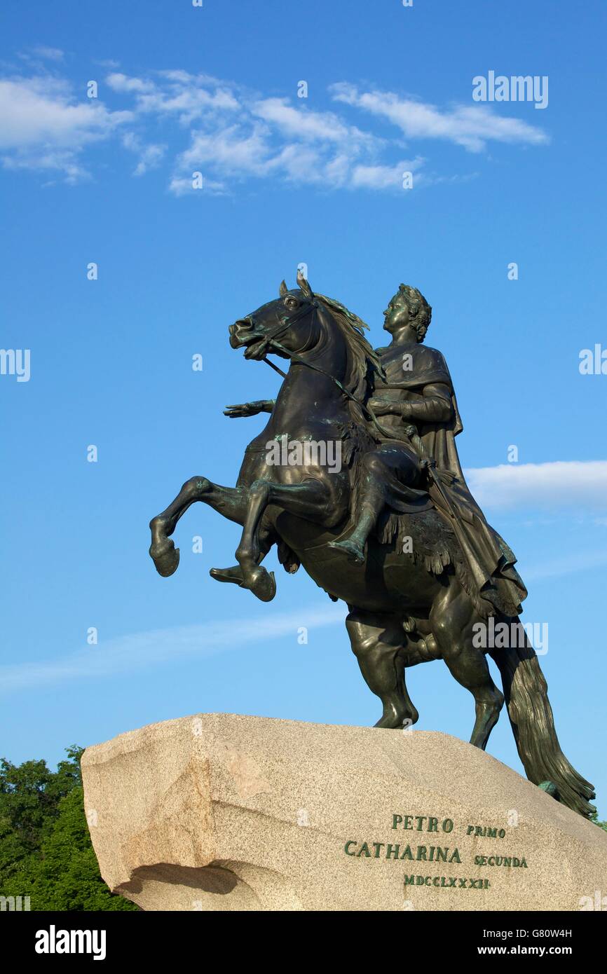 Statue Peter des Großen, der Bronzene Reiter, in St. Petersburg, Russland Stockfoto