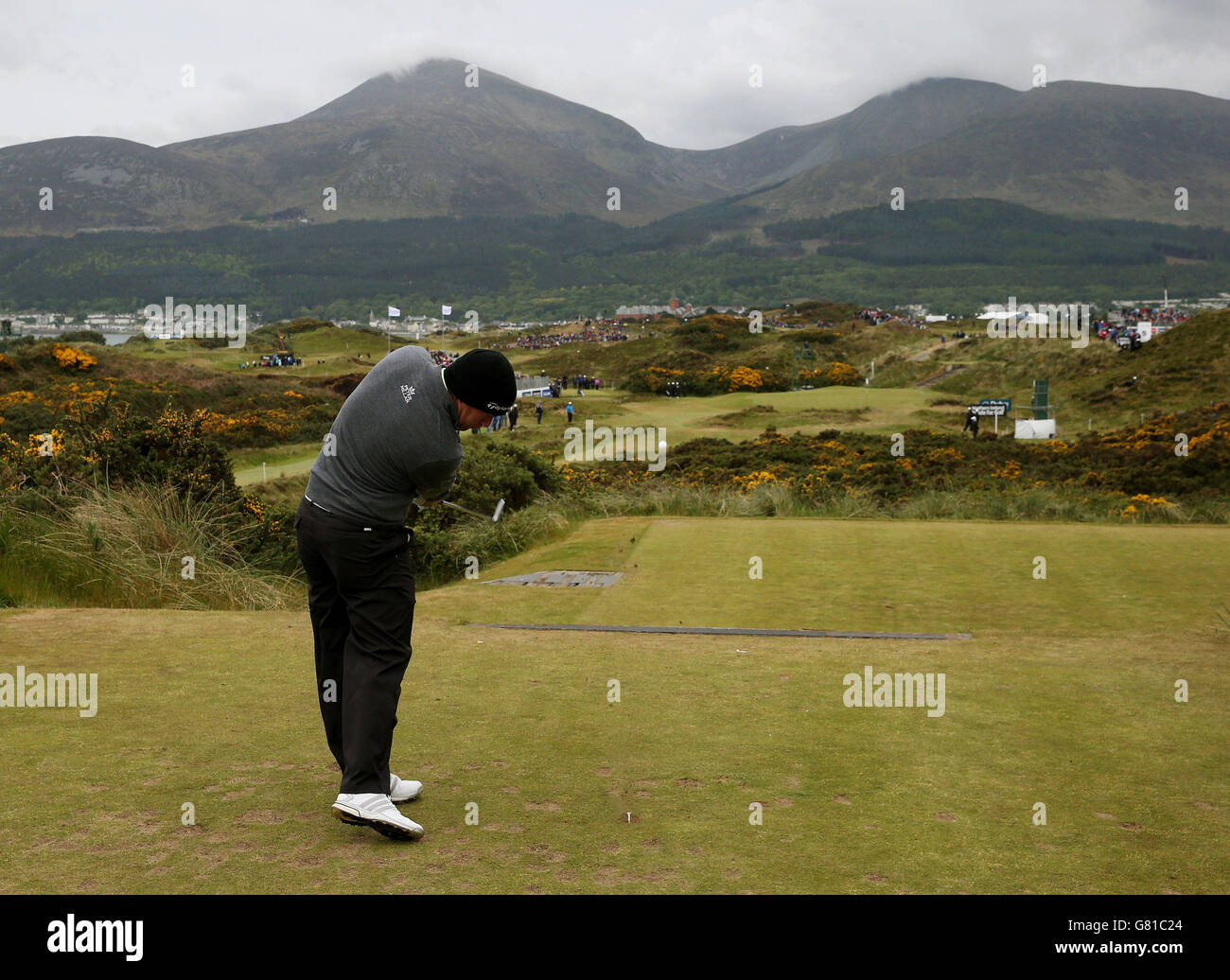 Golf - Dubai Duty Free Irish Open - Tag 3 - Royal County Down Golf Club. Am dritten Tag der Dubai Duty Free Irish Open im Royal County Down Golf Club, Newcastle, zieht Richie Ramsay aus Schottland am 4. Platz ab. Stockfoto