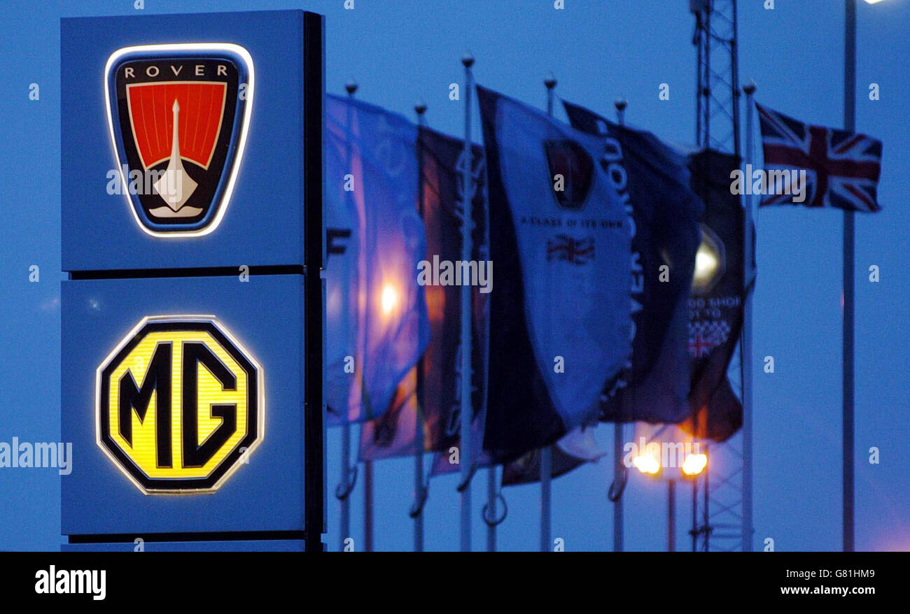 MG Rover Crisis – Werk Longbridge. Q-Gate im MG Rover Werk Longbridge. Stockfoto