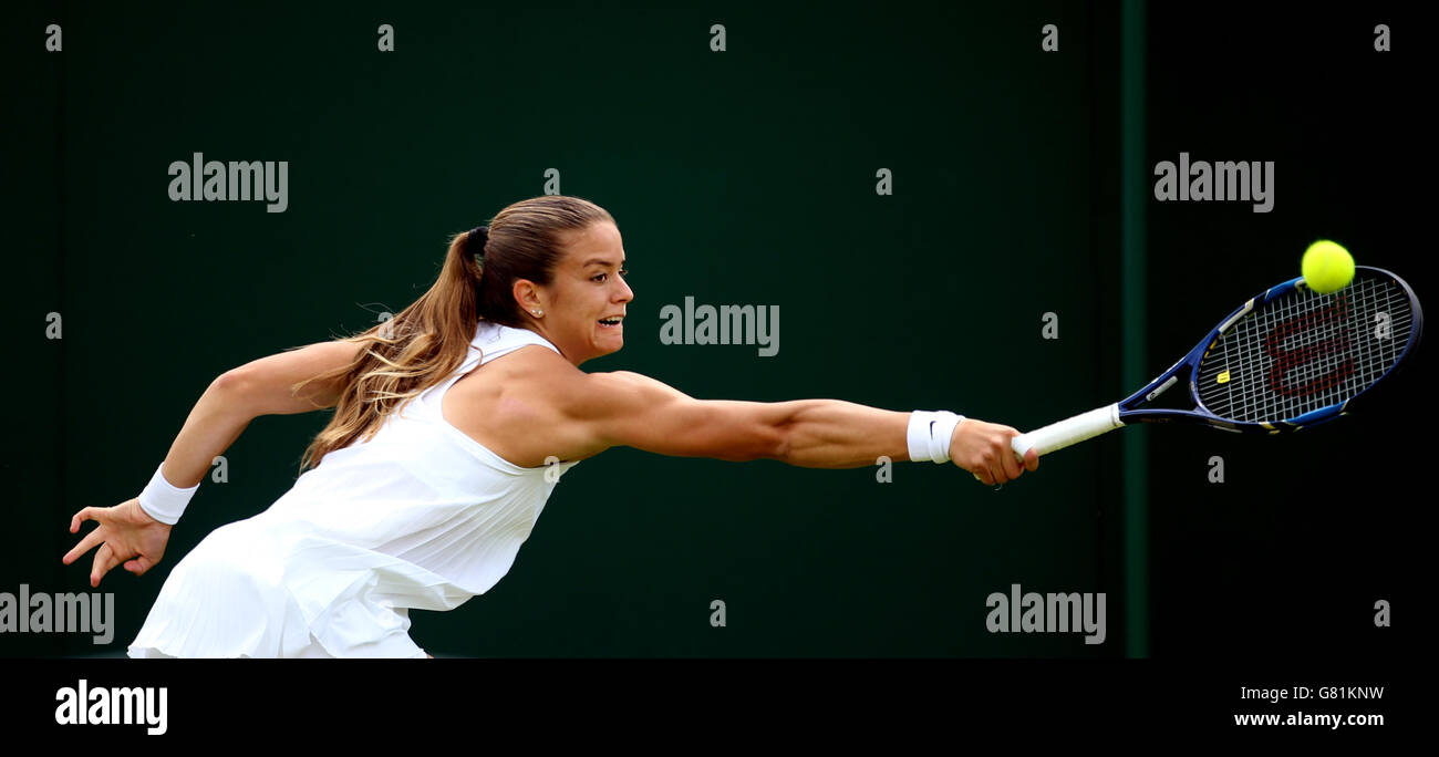 Maria Sakkari am ersten Tag der Wimbledon Championships bei den All England Lawn Tennis and Croquet Club, Wimbledon. Stockfoto