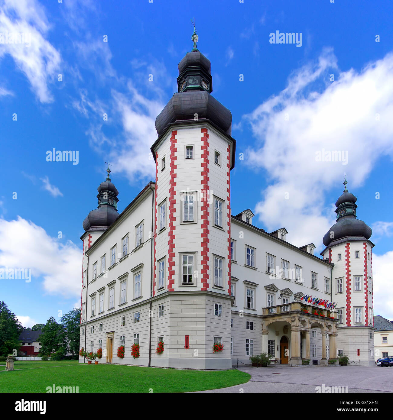 Die historische Burg von Vrchlabí (Hohenelbe) im Riesengebirge, Tschechien. Stockfoto