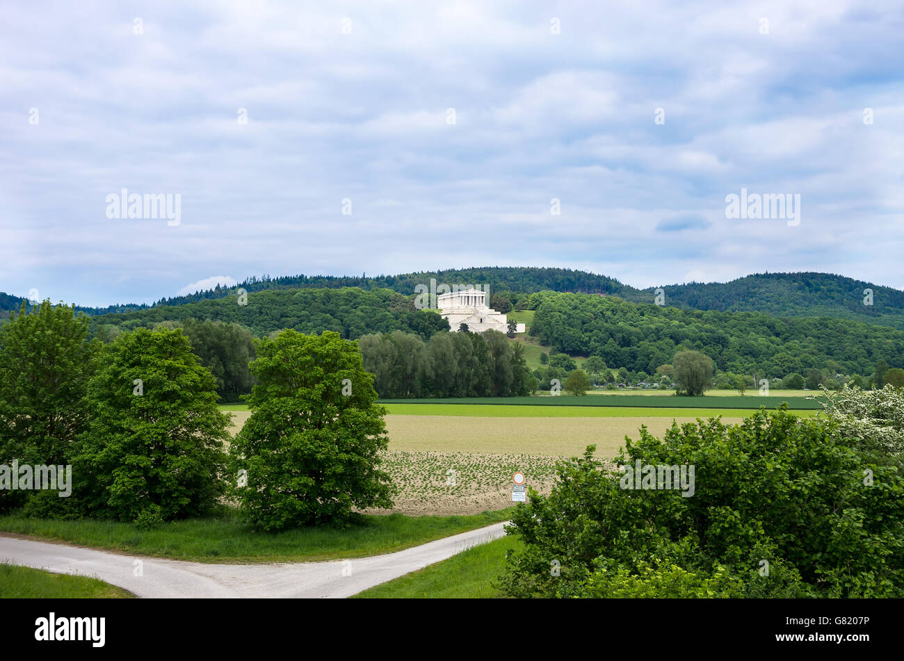 Die Ruhmeshalle Walhalla Tempel in der Nähe von Regensburg, Bayern, Deutschland. Stockfoto