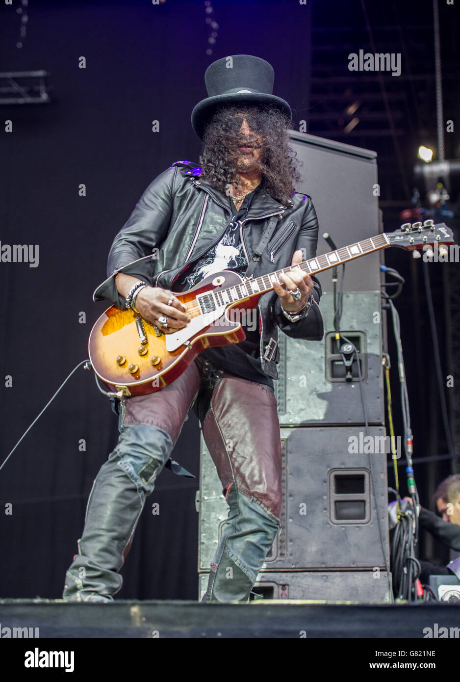 Download Festival 2015 - Tag Drei - Donington Park. Slash live auf der Bühne am 3. Tag des Download Festivals am 14 2015. Juni in Donnington Park, Großbritannien Stockfoto