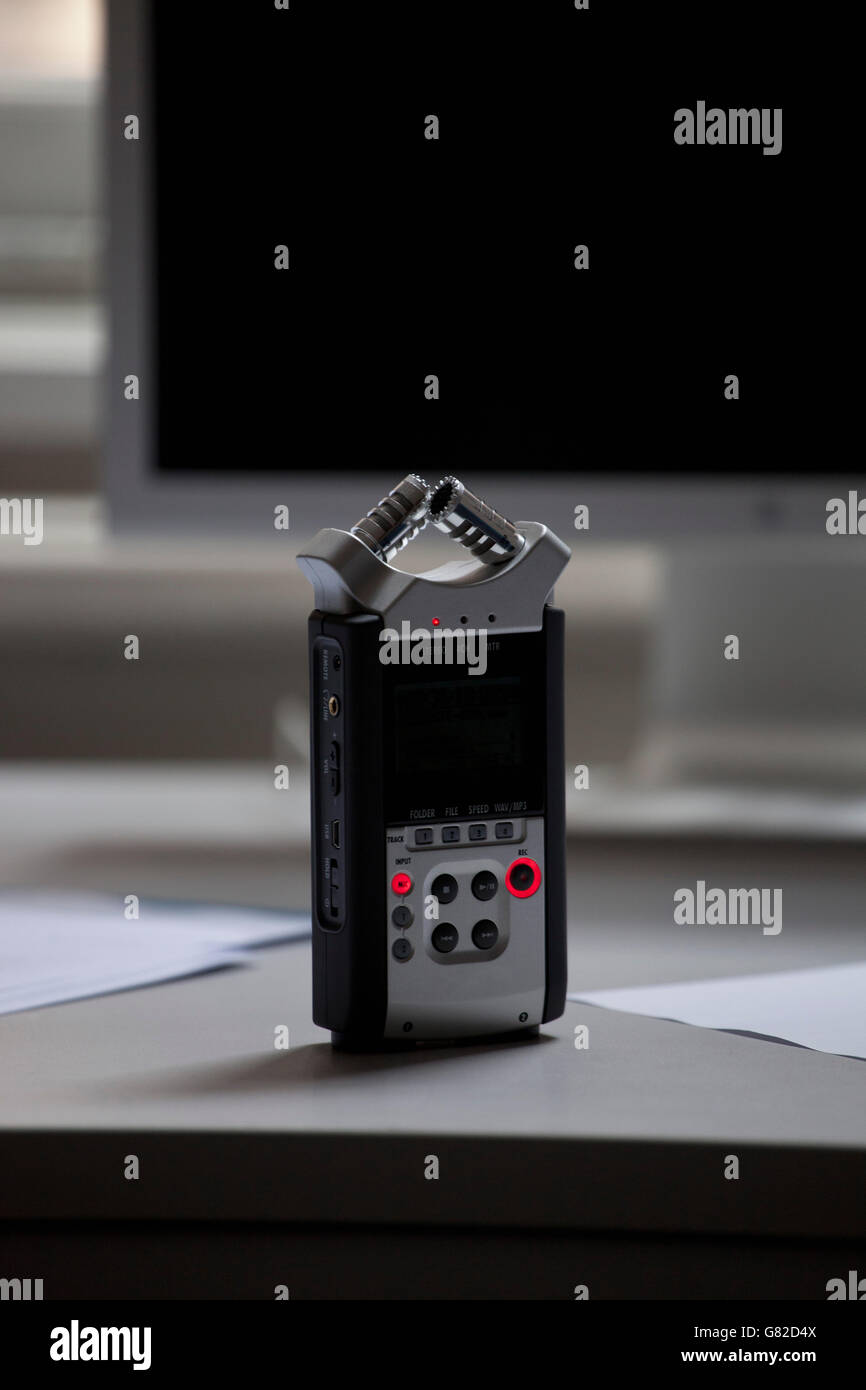 Nahaufnahme der audio-Recorder auf Tisch Stockfoto