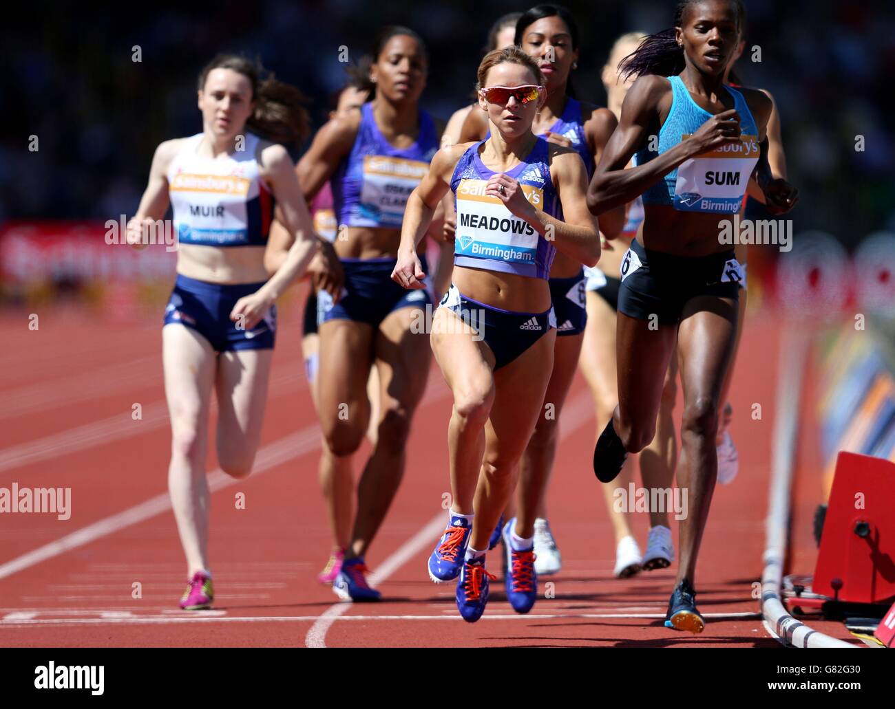 Jenny Meadows in der 800 m während des Sainsbury's Birmingham Grand Prix im Alexander Stadium, Birmingham. Stockfoto