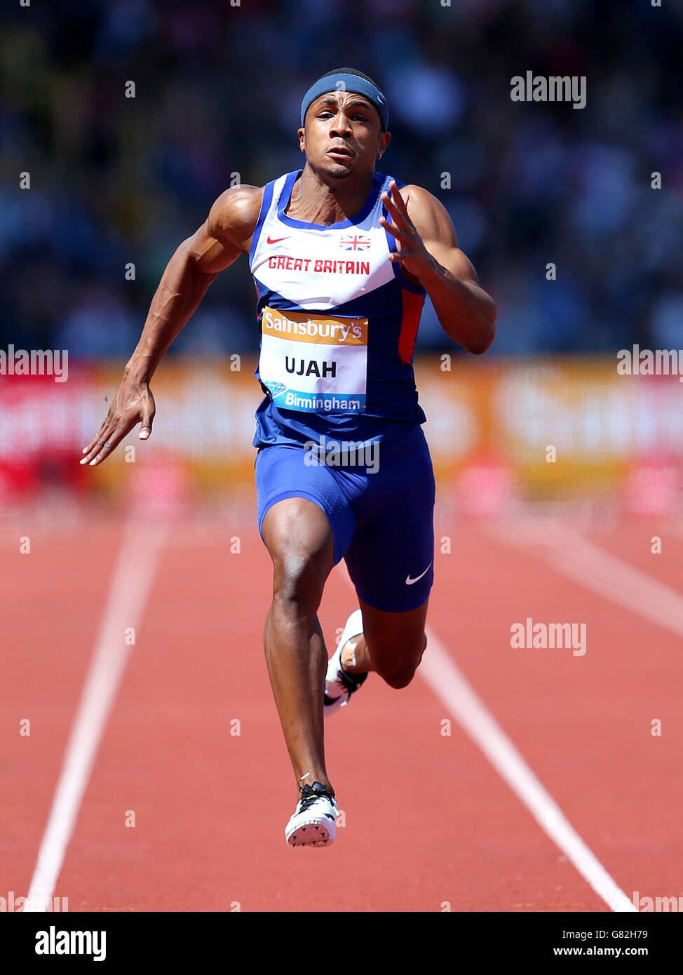 Leichtathletik - Sainsbury's Birmingham Grand Prix - Alexander Stadium. Chijindu Ujah in der 100 m während des Sainsbury's Birmingham Grand Prix im Alexander Stadium, Birmingham. Stockfoto