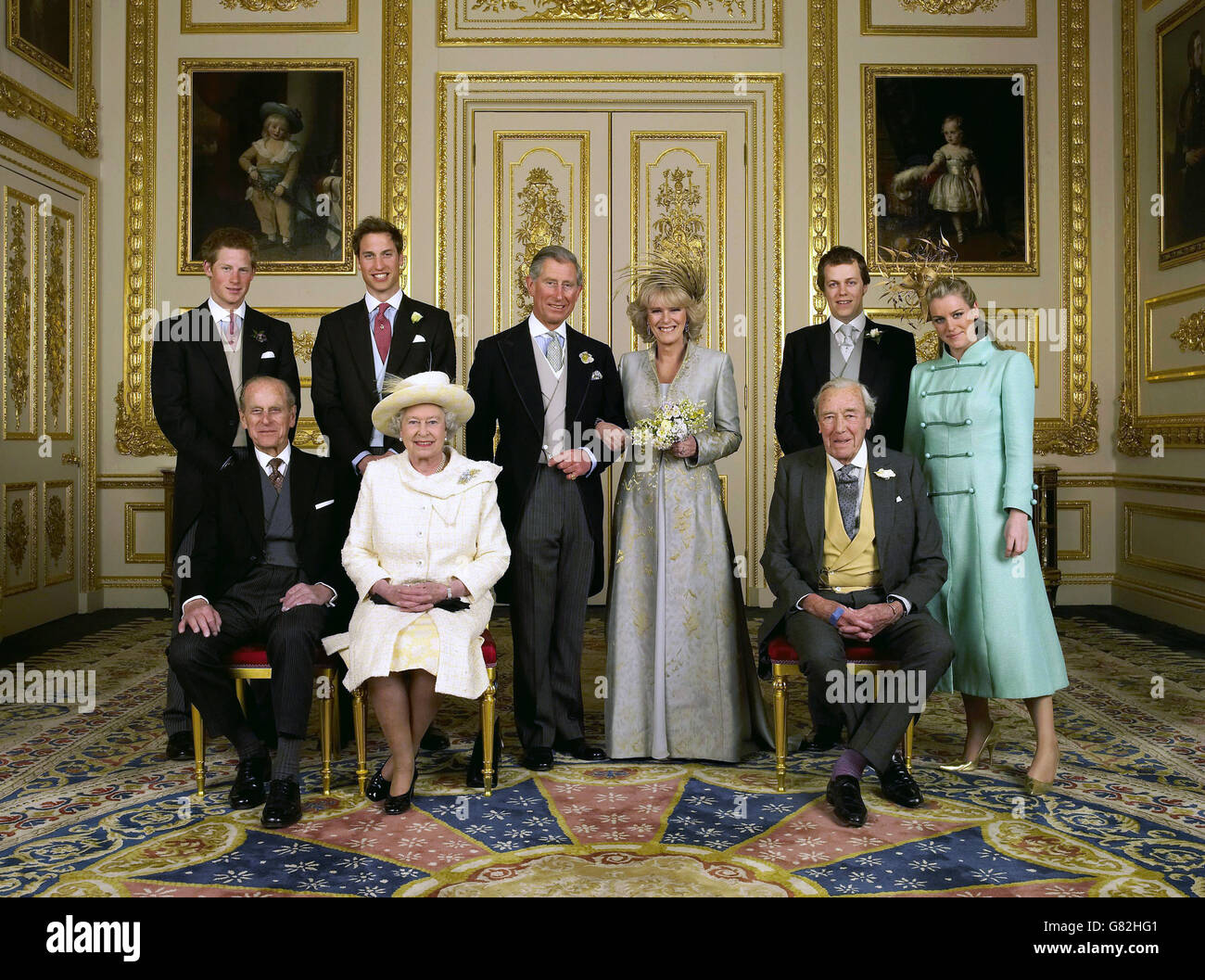 Royal Wedding - Hochzeit von Prinz Charles und Camilla Parker Bowles - weiße Salon - Windsor Castle Stockfoto