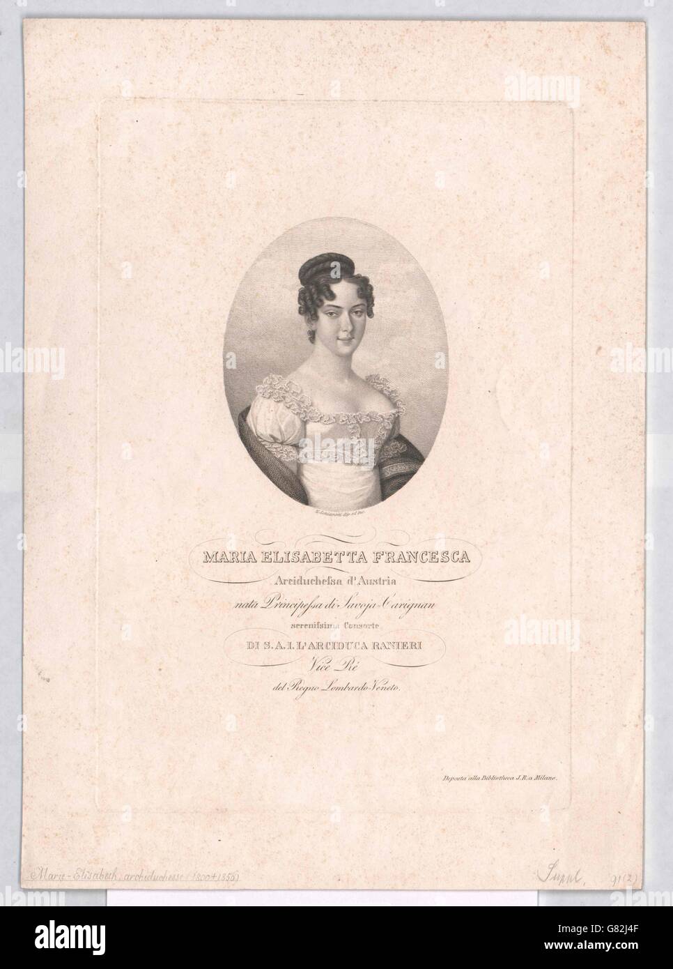 Elisabeth, Prinzessin von Savoyen-Carignan Stockfoto