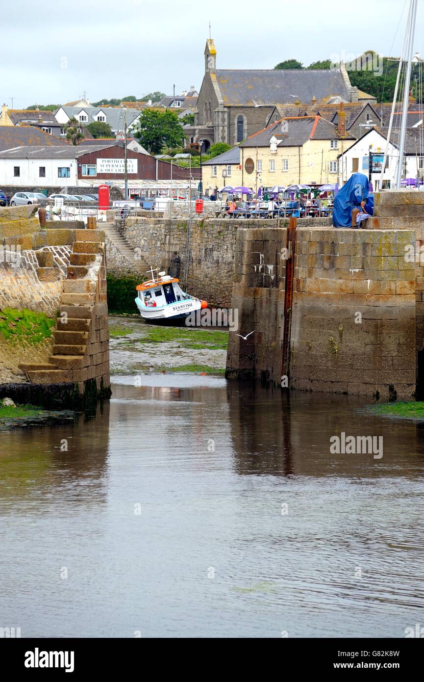 Porthleven Hafen Eingang Cornwall England uk Stockfoto