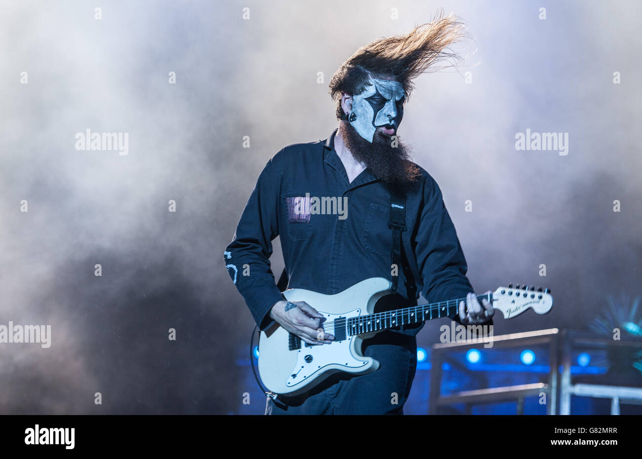 Mick Thomson von Slipknot spielt live am 1. Tag des Download Festivals am 12. Juni 2015 in Donnington Park, Großbritannien Stockfoto