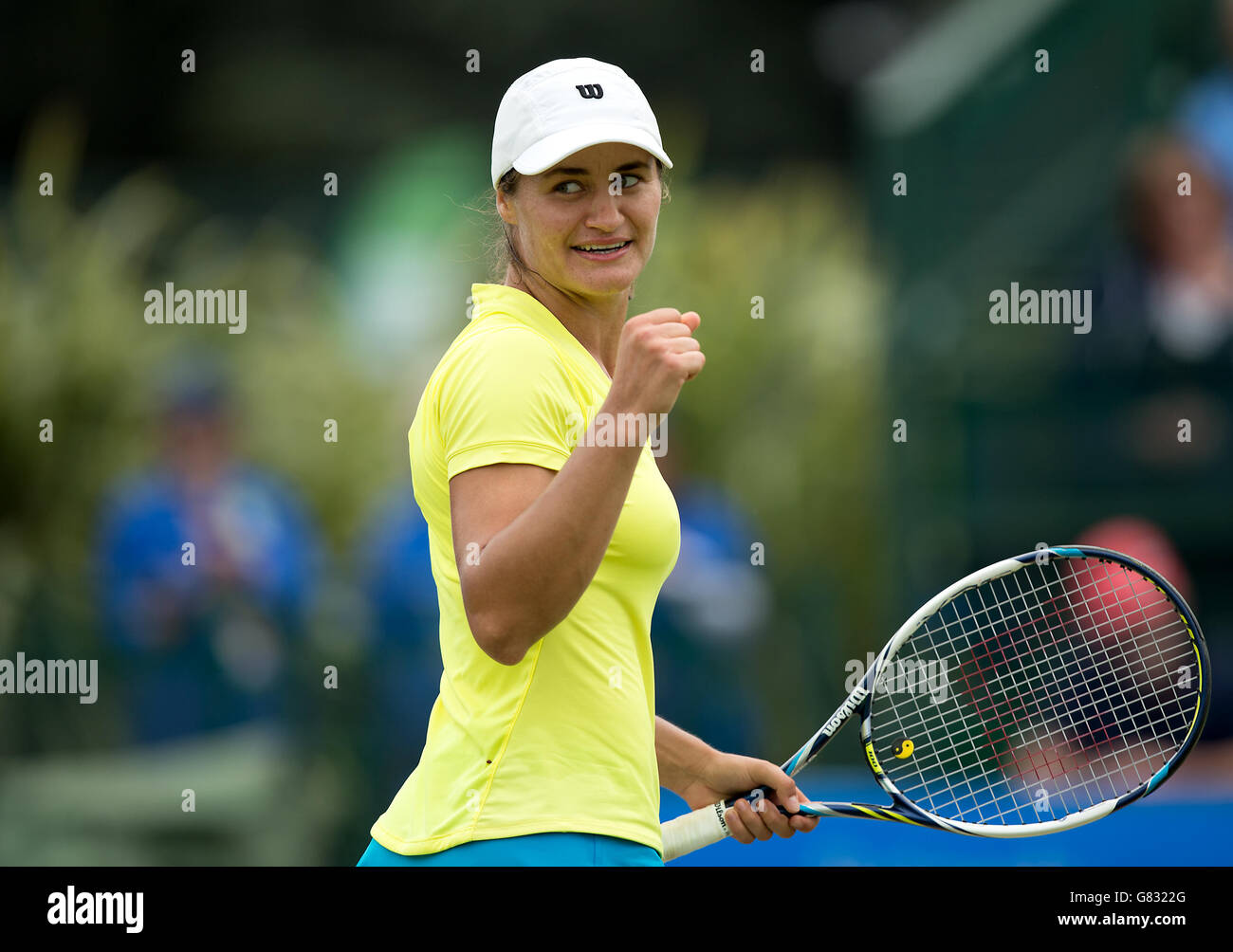 Tennis - 2015 Aegon Open Nottingham - Tag Fünf - Nottingham Tennis Center. Monica Niculescu feiert den Sieg über Johanna Konta Stockfoto