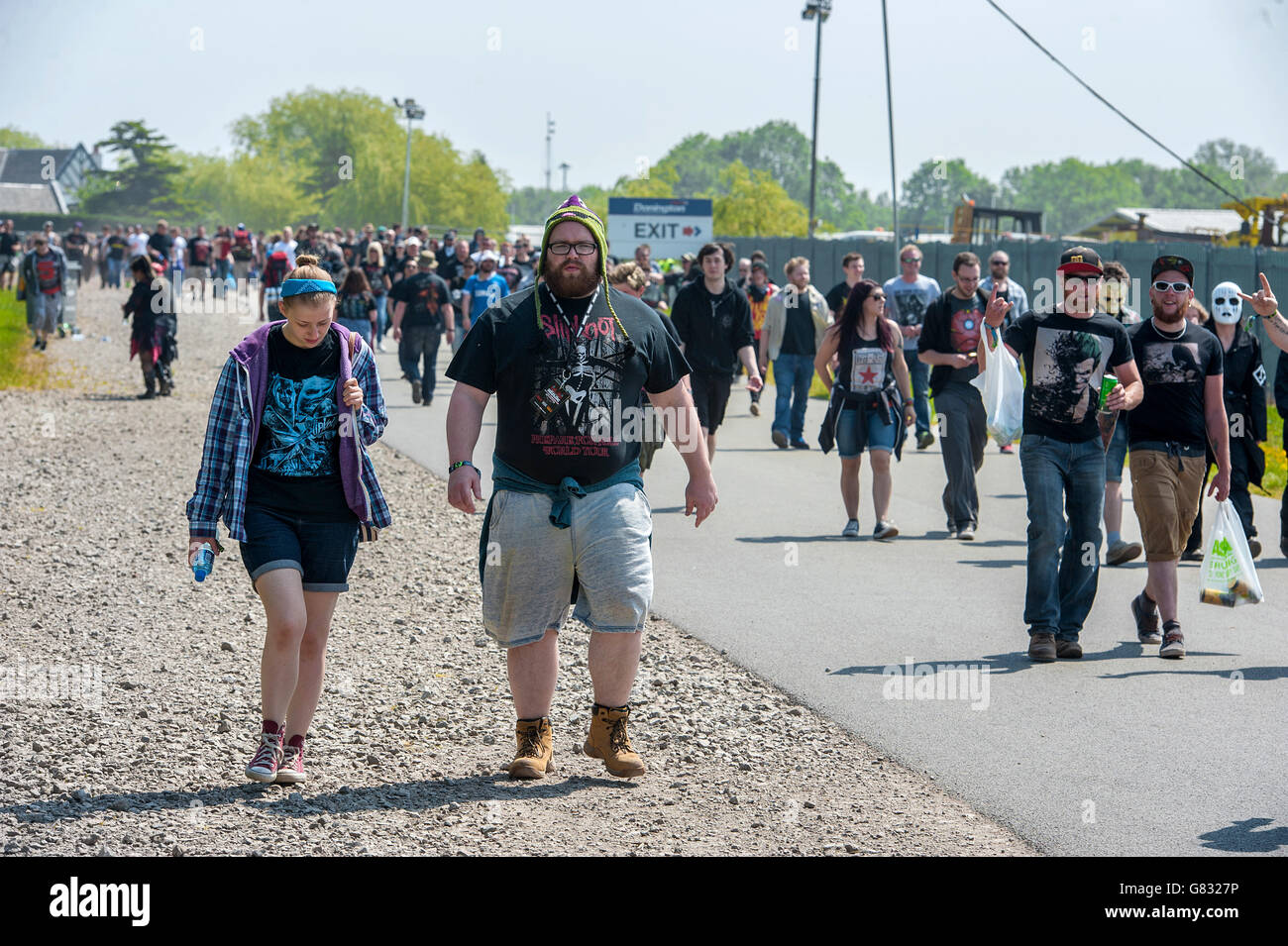 Download Festival 2015 - Day One - Donington Park. Festivalbesucher am 1. Tag des Download Festivals am 12 2015. Juni im Donnington Park, Großbritannien Stockfoto