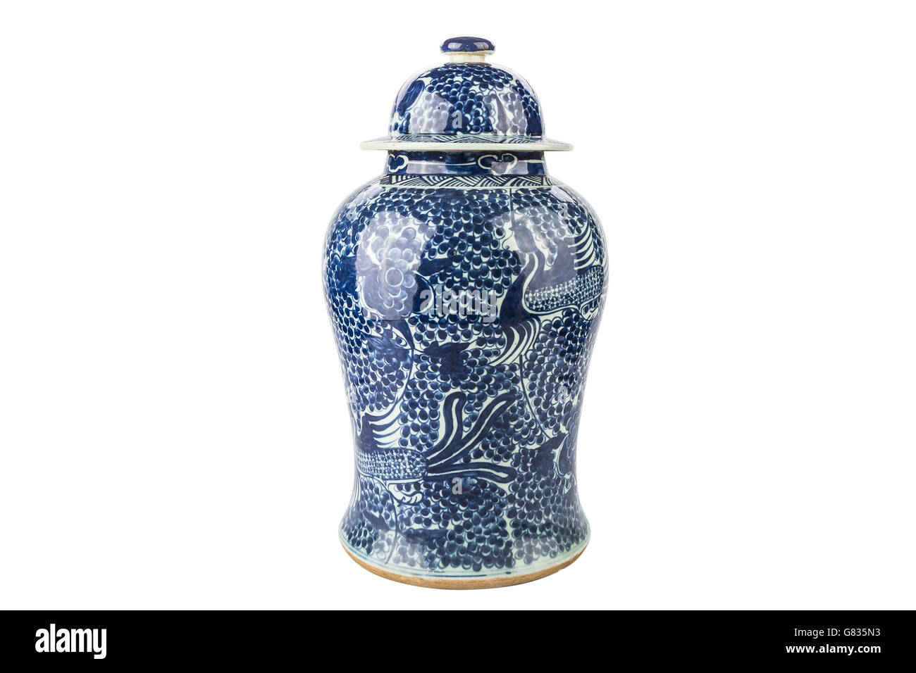 Antike traditionelle chinesische Vase auf einem weißen Hintergrund Stockfoto