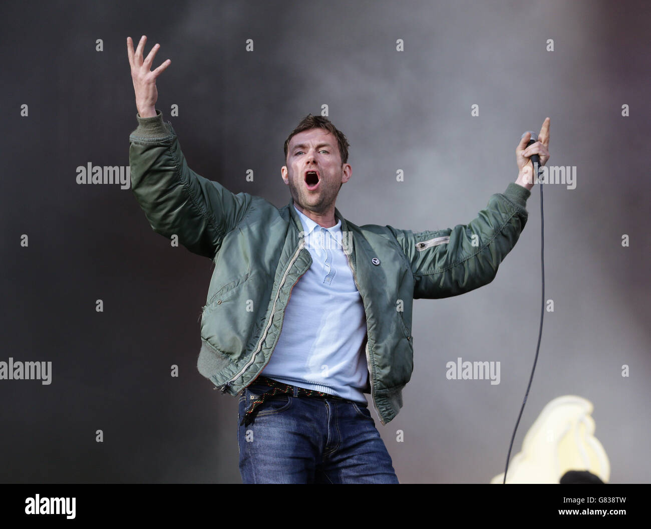 Blur tritt auf der Great Oak Stage beim British Summer Time Hyde Park Festival im Hyde Park in London auf. Stockfoto