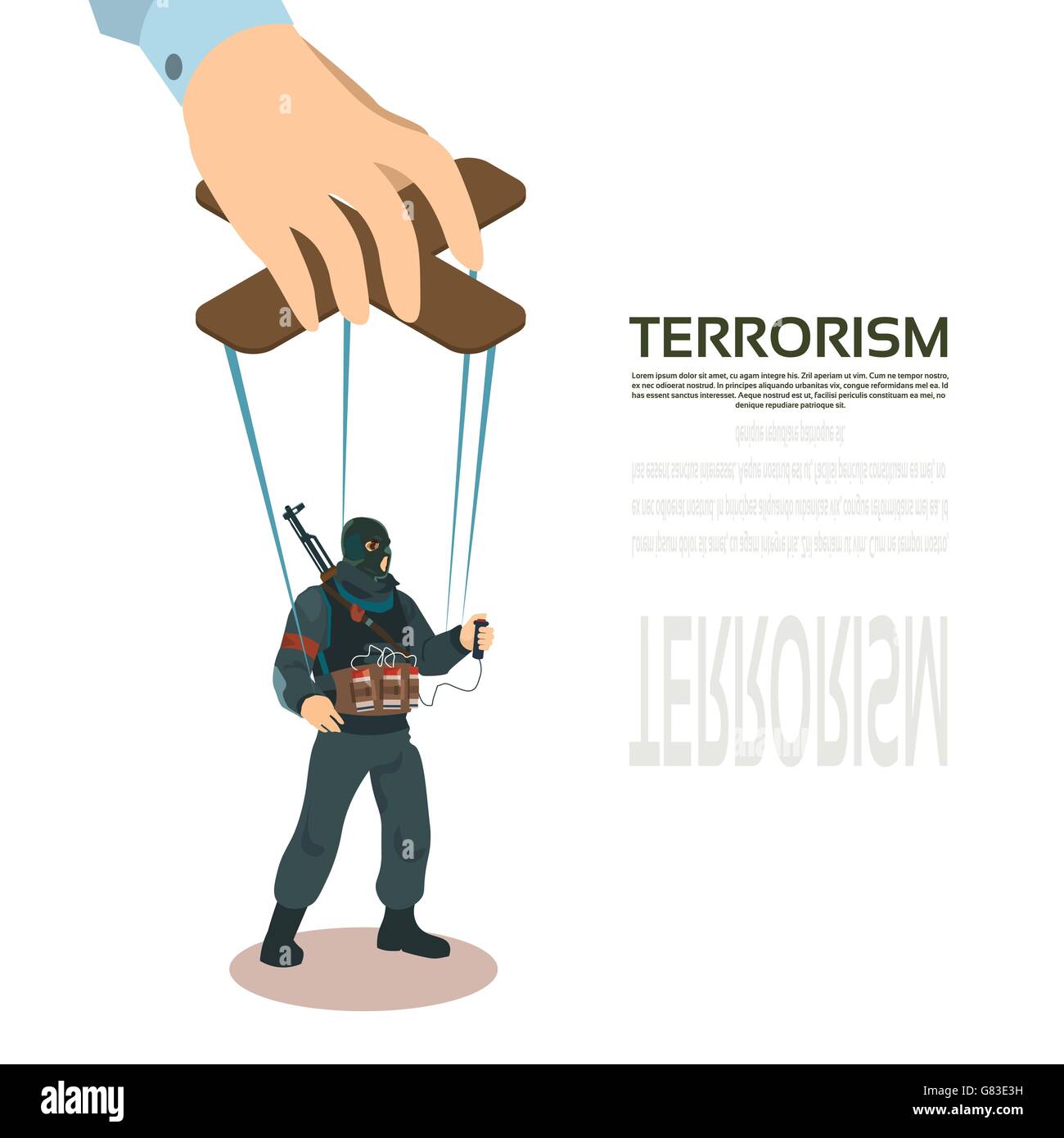 Terroristischen Marionette Terrorismus Steuerungskonzept Stock Vektor