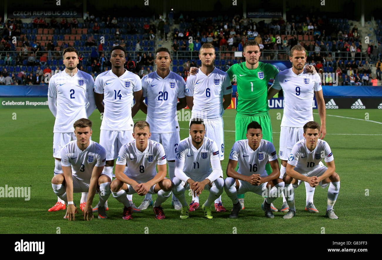 England (obere Reihe von links nach rechts) Carl Jenkinson, Nathaniel Chalobah, Liam Moore, Ben Gibson, Jack Butland, Harry Kane. (Untere Reihe von links nach rechts) Luke Garbutt, James ward-Prowse, Nathan Redmond, Jessie Lingard und Thomas Carroll Stockfoto