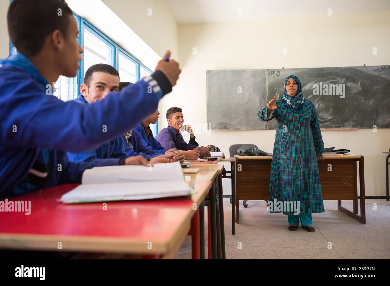 Schüler lernen in einer Berufsausbildung in Agadir, Marokko. Stockfoto