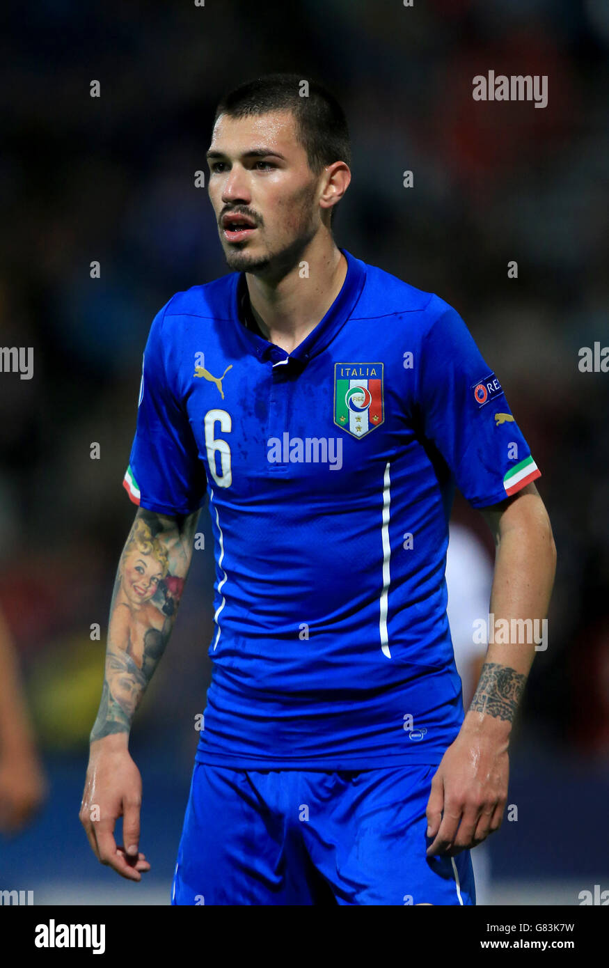 Fußball - UEFA-U21-Europameisterschaft - Gruppe B - England / Italien- Stockfoto