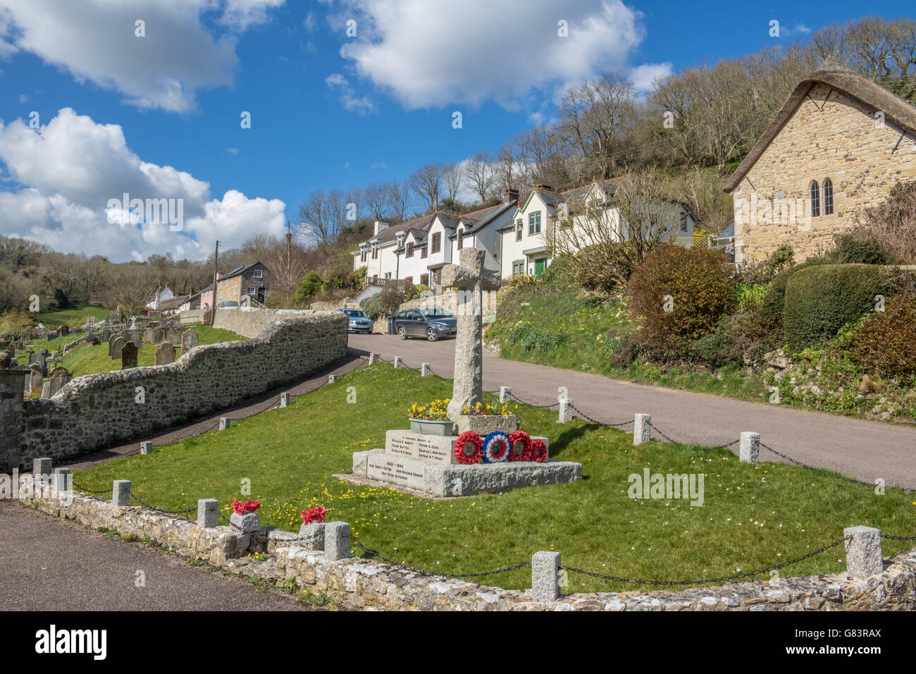 England Devon Branscombe Dorf Szene in diesem malerischen Dorf Adrian Baker Stockfoto