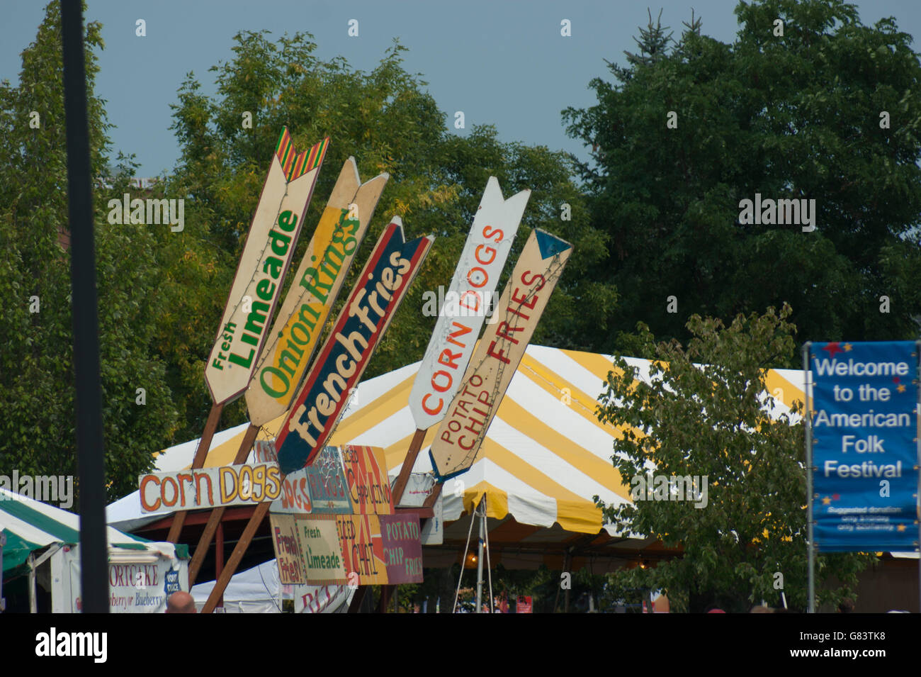 Lebensmittel-Hersteller beim American Folk Festival 2015, Bangor, ME Stockfoto