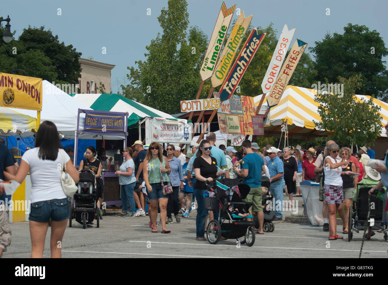 Lebensmittel-Hersteller beim American Folk Festival 2015, Bangor, ME Stockfoto