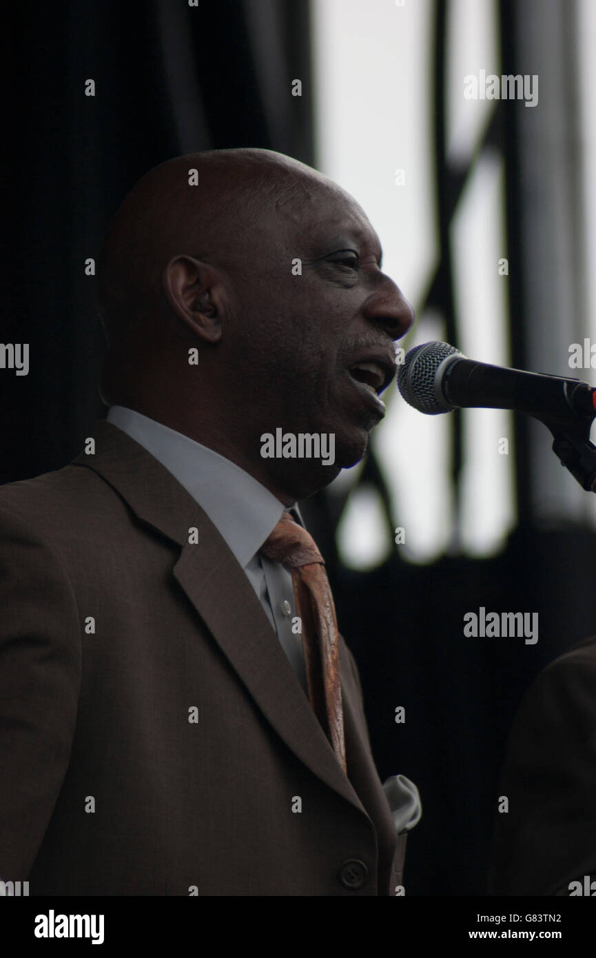 Sensationelle Royal-Lichter-Gospel-Gruppe auf dem Folk Festival 2015, Bangor, Maine, USA Stockfoto