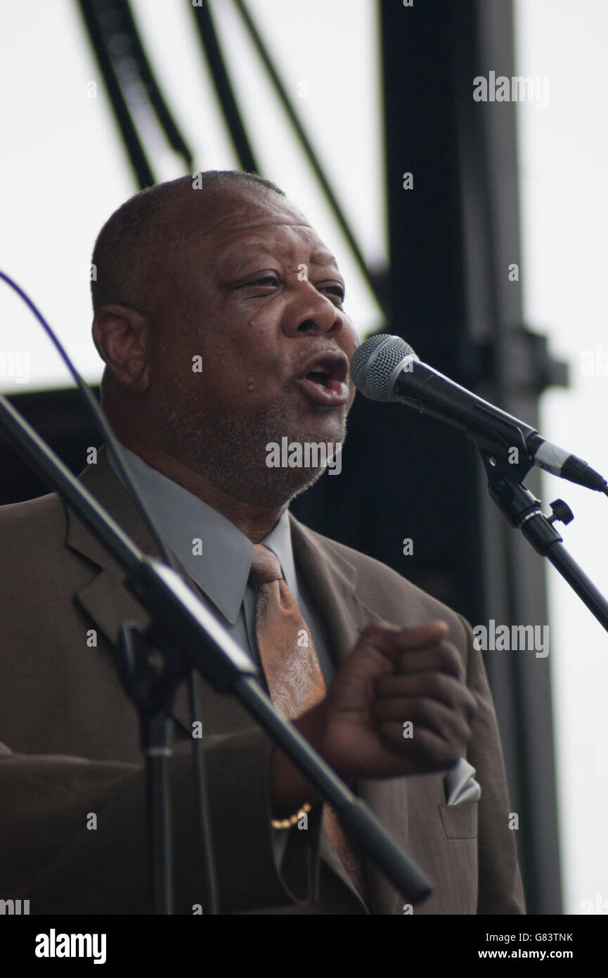 Sensationelle Royal-Lichter-Gospel-Gruppe auf dem Folk Festival 2015, Bangor, Maine, USA Stockfoto