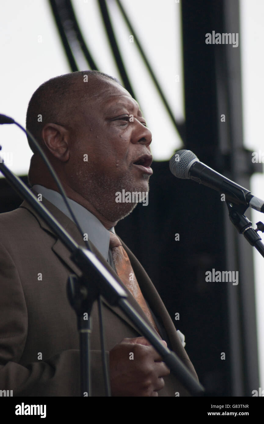 Sensationelle Royal-Lichter-Gospel-Gruppe auf dem Folk Festival 2015, Bangor, Maine, USA Stockfoto