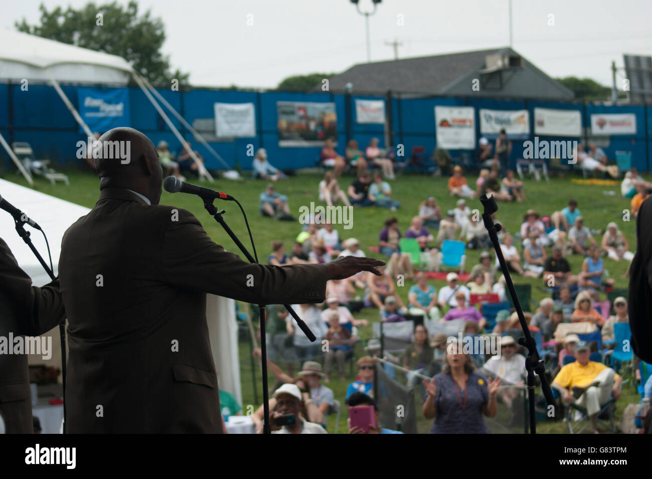 Sensationelle Royal-Lichter-Gospel-Gruppe auf dem Folk Festival 2015, Bangor, Maine, USA Stockfoto